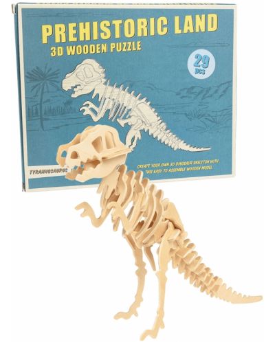Ξύλινο 3D παζλ Rex London -Προϊστορική γη, Τυραννόσαυρος - 1
