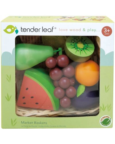 Ξύλινο σετ παιχνιδιού Tender Leaf Toys - Φρούτα σε καλάθι - 3