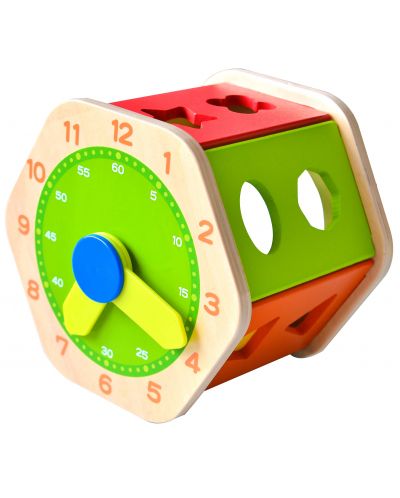 Ξύλινο παιχνίδι Acool Toy - Εξαγωνικός διαλογέας με ρολόι - 3