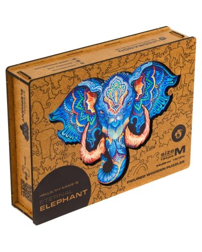 Ξύλινο παζλ Unidragon 194 κομματιών - Ελέφαντας (μέγεθος Μ) - 1