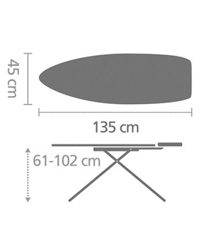 Σιδερώστρα με ανθεκτική στη θερμότητα ζώνη σιδήρου Brabantia - Titan Oval, D 135 x 45 cm - 9