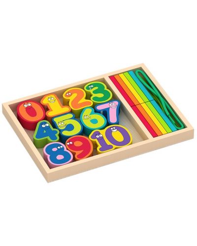 Ξύλινο σετ Acool Toy - Χρωματιστά νούμερα και μπαστούνια - 1