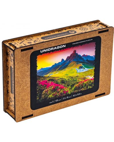 Ξύλινο παζλ Unidragon 125 κομματιών - Βουνά (μέγεθος S) - 1