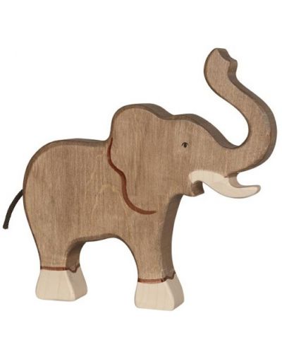 Ξύλινο ειδώλιο Holztiger- Ελέφαντας με υπερυψωμένη  προβοσκίδα  - 1