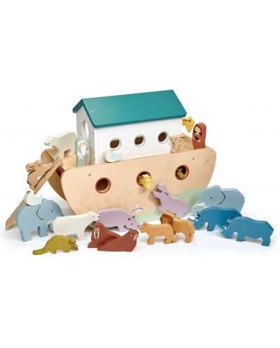 Σετ ξύλινων ειδωλίων Tender Leaf Toys - Κιβωτός του Νώε με ζώα - 3