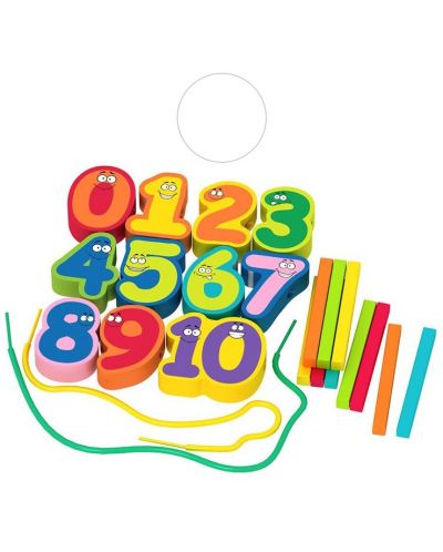 Ξύλινο σετ Acool Toy - Χρωματιστά νούμερα και μπαστούνια - 2