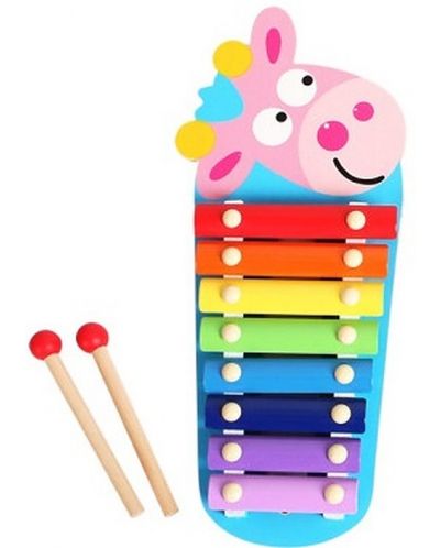  Ξύλινο Μουσικό Όργανο  Acool Toy- Ξυλόφωνο ροζ αγελάδας - 1