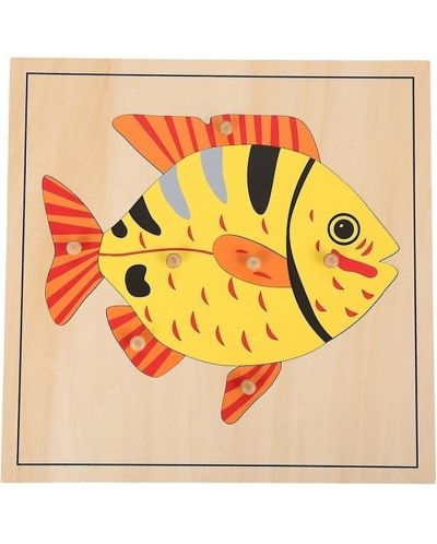 Ξύλινο μίνι παζλ με ζωάκια  Smart Baby - Ψάρια, 7 μέρη - 1