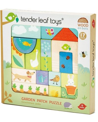 Ξύλινο παιχνίδι -παζλ Tender Leaf Toys - Με μοτίβο κήπου, 16 κομμάτια - 3
