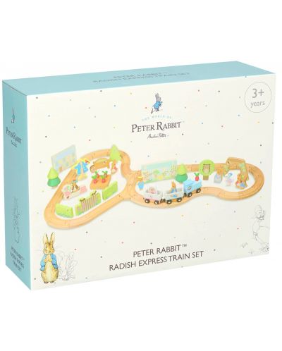 Ξύλινο σετ παιχνιδιού Orange Tree Toys Peter Rabbit - Τρένο με ράγες και φιγούρες - 1