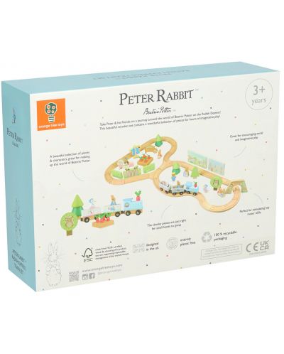 Ξύλινο σετ παιχνιδιού Orange Tree Toys Peter Rabbit - Τρένο με ράγες και φιγούρες - 7