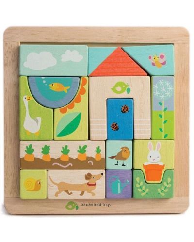 Ξύλινο παιχνίδι -παζλ Tender Leaf Toys - Με μοτίβο κήπου, 16 κομμάτια - 2