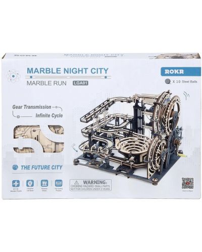 Ξύλινο 3D παζλ Robo Time 294 κομμάτια - Marble Night City - 3