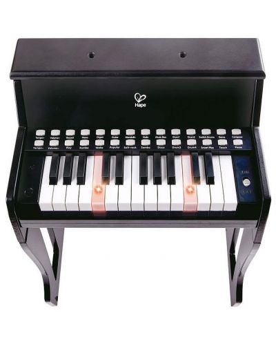 Ξύλινο ηλεκτρονικό πιάνο με σκαμπό Hape, μαύρο - 2