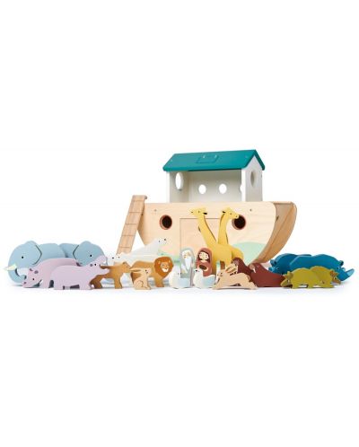 Σετ ξύλινων ειδωλίων Tender Leaf Toys - Κιβωτός του Νώε με ζώα - 4