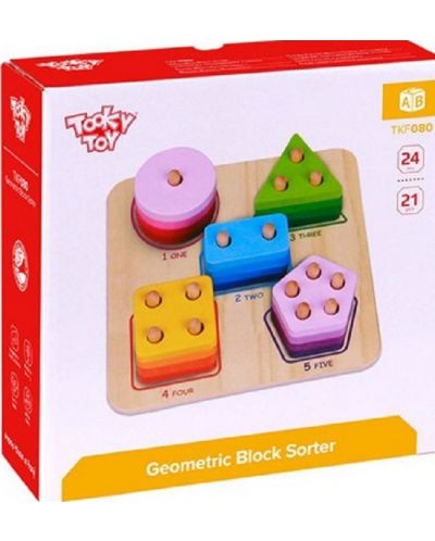 Ξύλινο παιχνίδι Tooky toy - Αριθμοί, σχήματα, χρώματα - 3