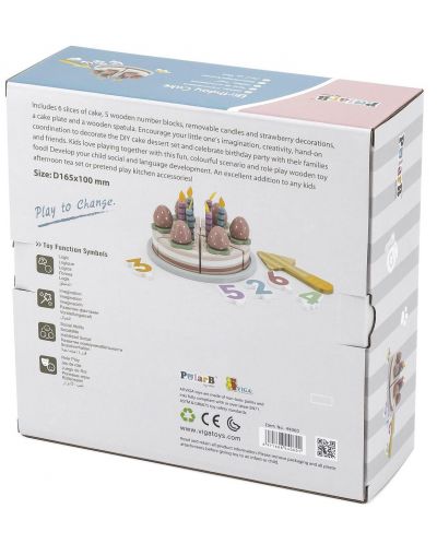 Ξύλινη τούρτα Viga PolarB - Με κεριά και αριθμούς - 4