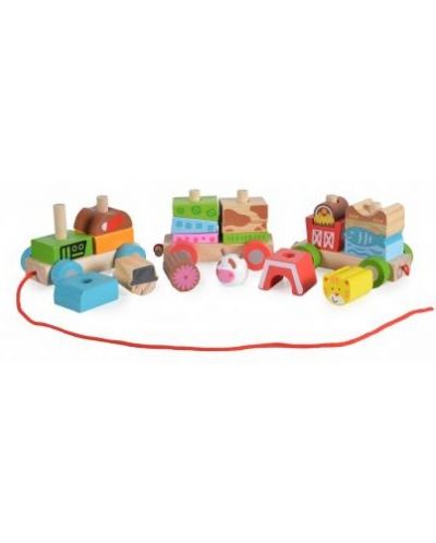 Ξύλινο παιχνίδι Moni Toys - Αγροτικό τρένο - 3