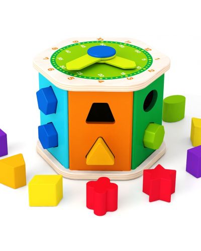 Ξύλινο παιχνίδι Acool Toy - Εξαγωνικός διαλογέας με ρολόι - 5