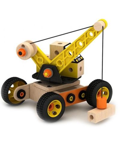 Ξύλινος κατασκευαστής Acool Toy - Γερανός, με μπουλόνια και παξιμάδια - 1