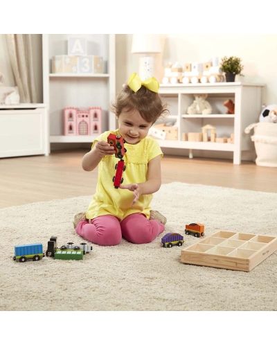 Ξύλινο σετ Melissa &Doug - Ατμομηχανή και βαγόνια - 5