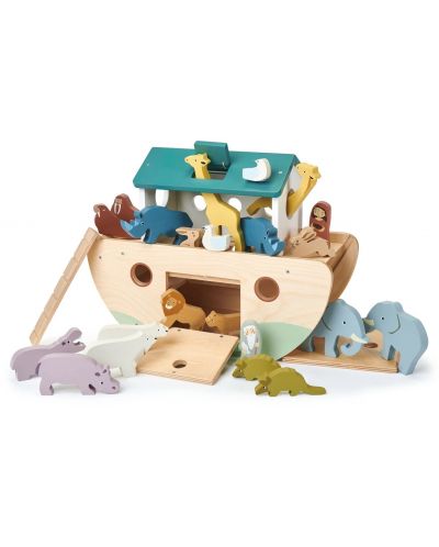 Σετ ξύλινων ειδωλίων Tender Leaf Toys - Κιβωτός του Νώε με ζώα - 1