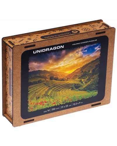 Ξύλινο παζλ Unidragon 250 κομματιών - Ορυζώνες (μέγεθος M) - 1