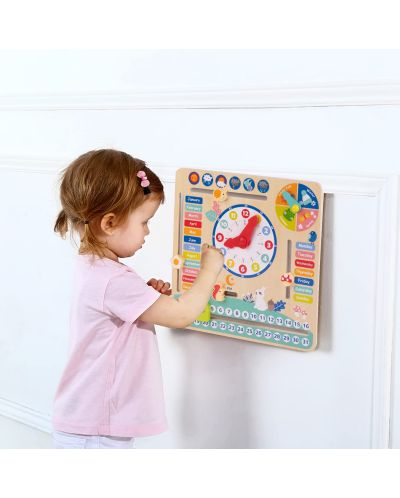 Ξύλινο παιδικό ημερολόγιο με ρολόι Tooky Toy - 5