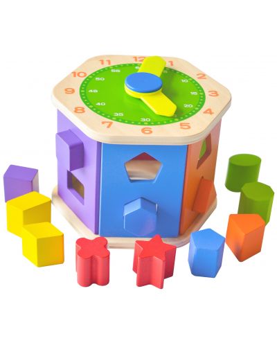 Ξύλινο παιχνίδι Acool Toy - Εξαγωνικός διαλογέας με ρολόι - 2