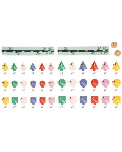 Ξύλινο παιχνίδι διαλογής  Janod - Σχήματα, μεγέθη και χρώματα, Πουλιά - 8