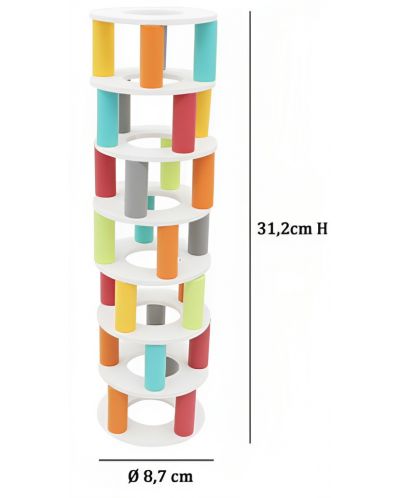 Ξύλινο σετ παιχνιδιού Pino Toys - Πύργος στοίβαξη  και ισορροπίας - 4