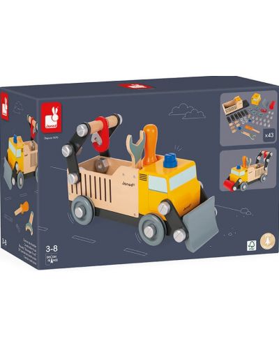 Ξύλινο παιχνίδι Janod - Φτιάξτε ένα φορτηγό Diy Brico Kids - 1