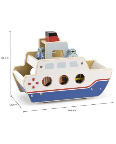 Ξύλινο παιχνίδι Viga - Πλοίο, με 4 αυτοκίνητα - 2