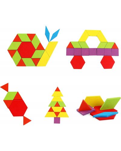Ξύλινο παζλ Kruzzel - Γεωμετρικά σχήματα - 5