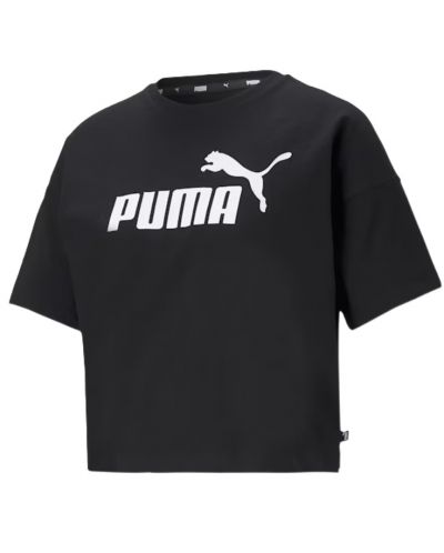 Γυναικείο μπλουζάκι Puma - Essentials Logo Cropped Tee , μαύρο - 1