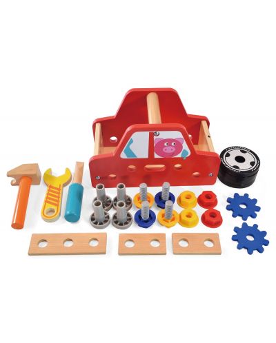 Ξύλινο σετ Acool Toy -Αυτοκίνητο συναρμολόγησης, με μπουλόνια και παξιμάδια - 2