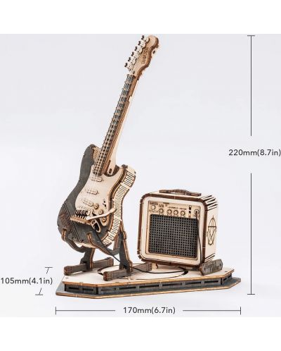 Ξύλινο 3D παζλ Robo Time 140 κομμάτια - Ηλεκτρική κιθάρα - 2