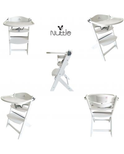 Ξύλινη καρέκλα φαγητού 2 σε 1 Cangaroo - Nuttle, λευκό - 6