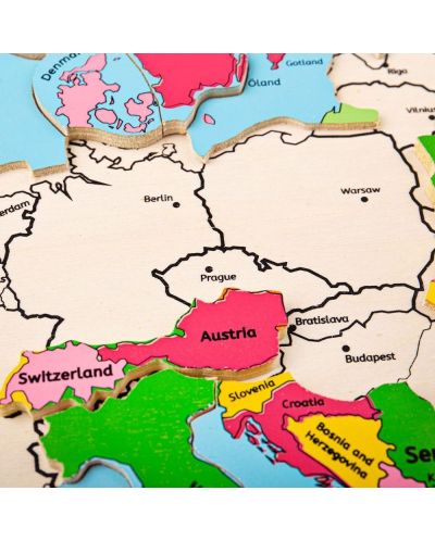 Ξύλινο παζλ Bigjigs - Χάρτης της Ευρώπης - 4