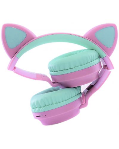 Παιδικά ακουστικά PowerLocus - Buddy Ears, ασύρματα, ροζ/πράσινα - 3