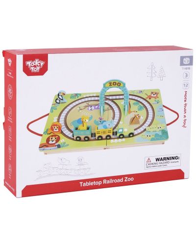 Παιδικό παιχνίδι Tooky Toy - Ξύλινο τρένο με ζώα σε χαρτοφύλακα - 3