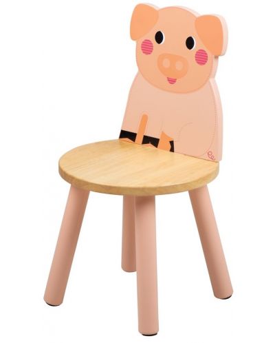 Παιδική ξύλινη καρέκλα Bigjigs - Γουρουνάκι - 1