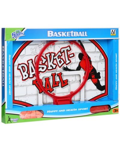 Παιδικό σετ GT -Ταμπλό μπάσκετ τοίχου με μπάλα και αντλία, κόκκινο - 2