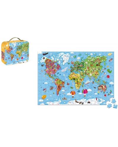 Παιδικό παζλ σε βαλίτσα Janod - Παγκόσμιος χάρτης, 300 κομμάτια - 2