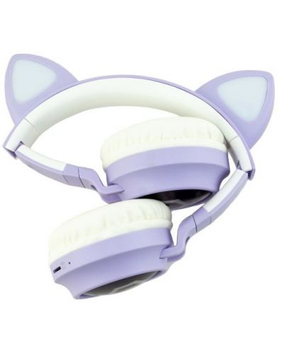 Παιδικά ακουστικά PowerLocus - Buddy Ears, ασύρματα, μωβ/άσπρα - 4