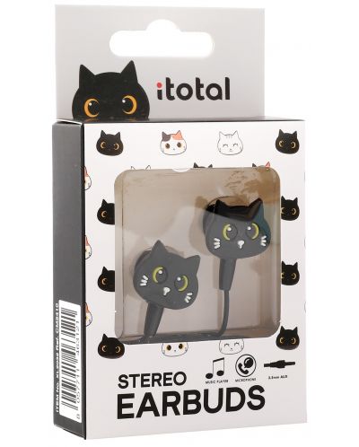 Παιδικά ακουστικά με μικρόφωνο I-Total - Cats Collection 11052, μαύρο - 4
