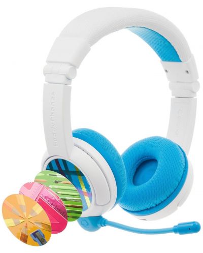 Παιδικά ακουστικά BuddyPhones - School+, μπλε/άσπρο - 1