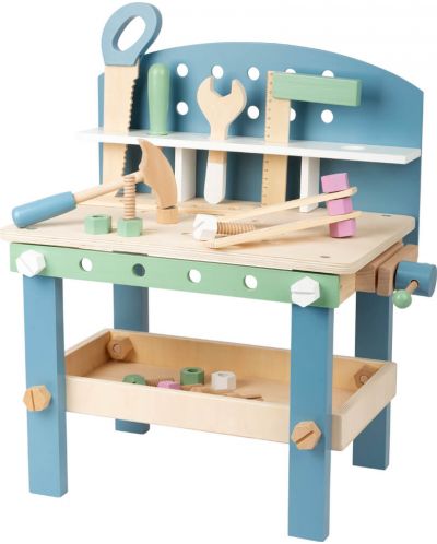 Παιδικό ξύλινο εργαστήριο Small Foot - Με εργαλεία, 22 μέρη - 1