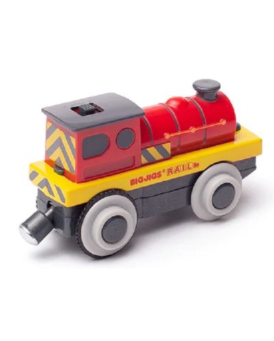 Παιδικό ξύλινο παιχνίδι Bigjigs - Ατμομηχανή με μπαταρίες, κόκκινο - 2