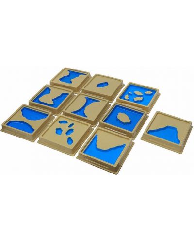 Εκπαιδευτικό σετ Smart Baby - Ανάγλυφα πλακάκια Μοντεσσόρι από γήινα σχήματα, 10 τεμάχια - 1